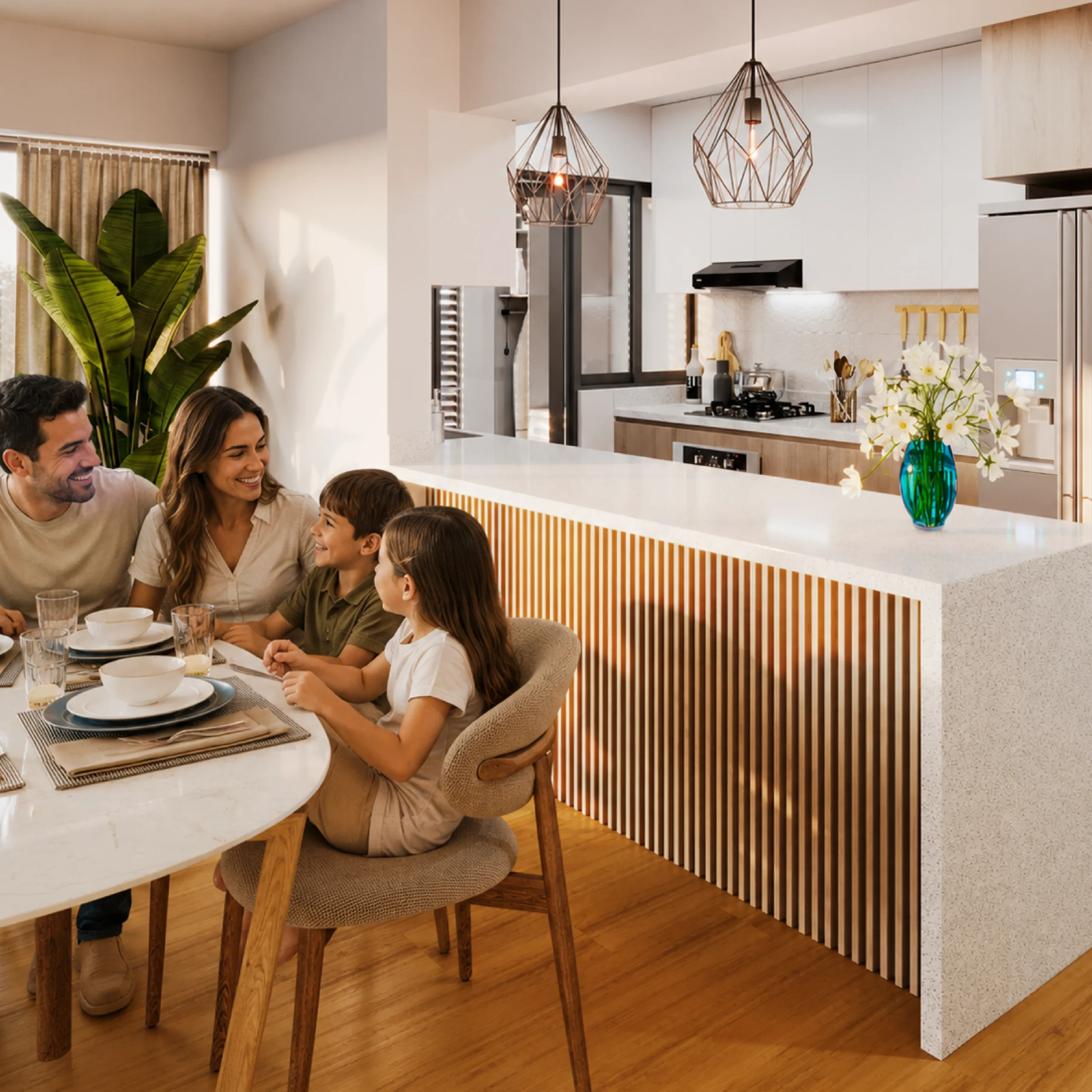 Familia compartiendo momentos en casa