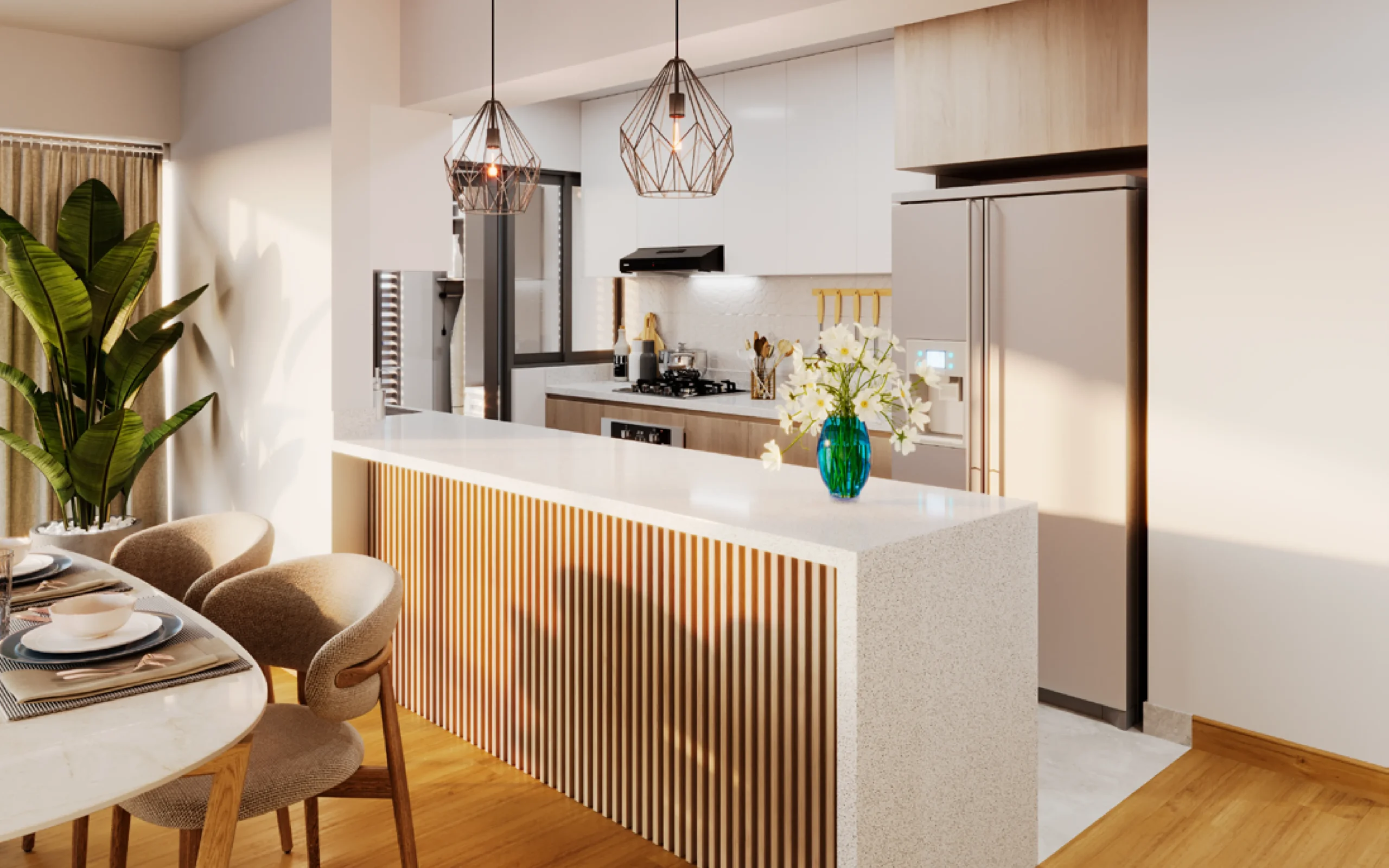 Cocina moderna de un proyecto inmobiliario de UNIO