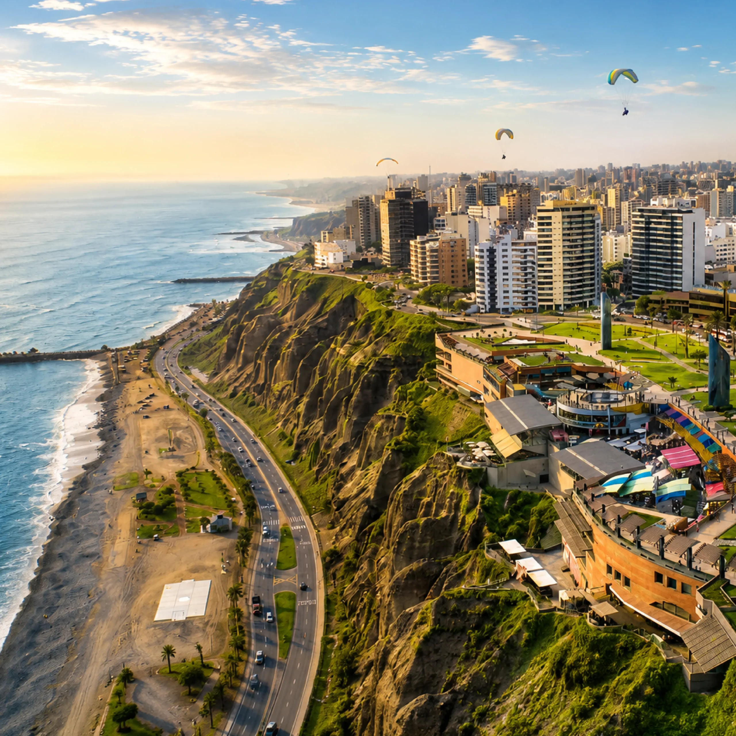 Vista aérea de Miraflores y su malecón