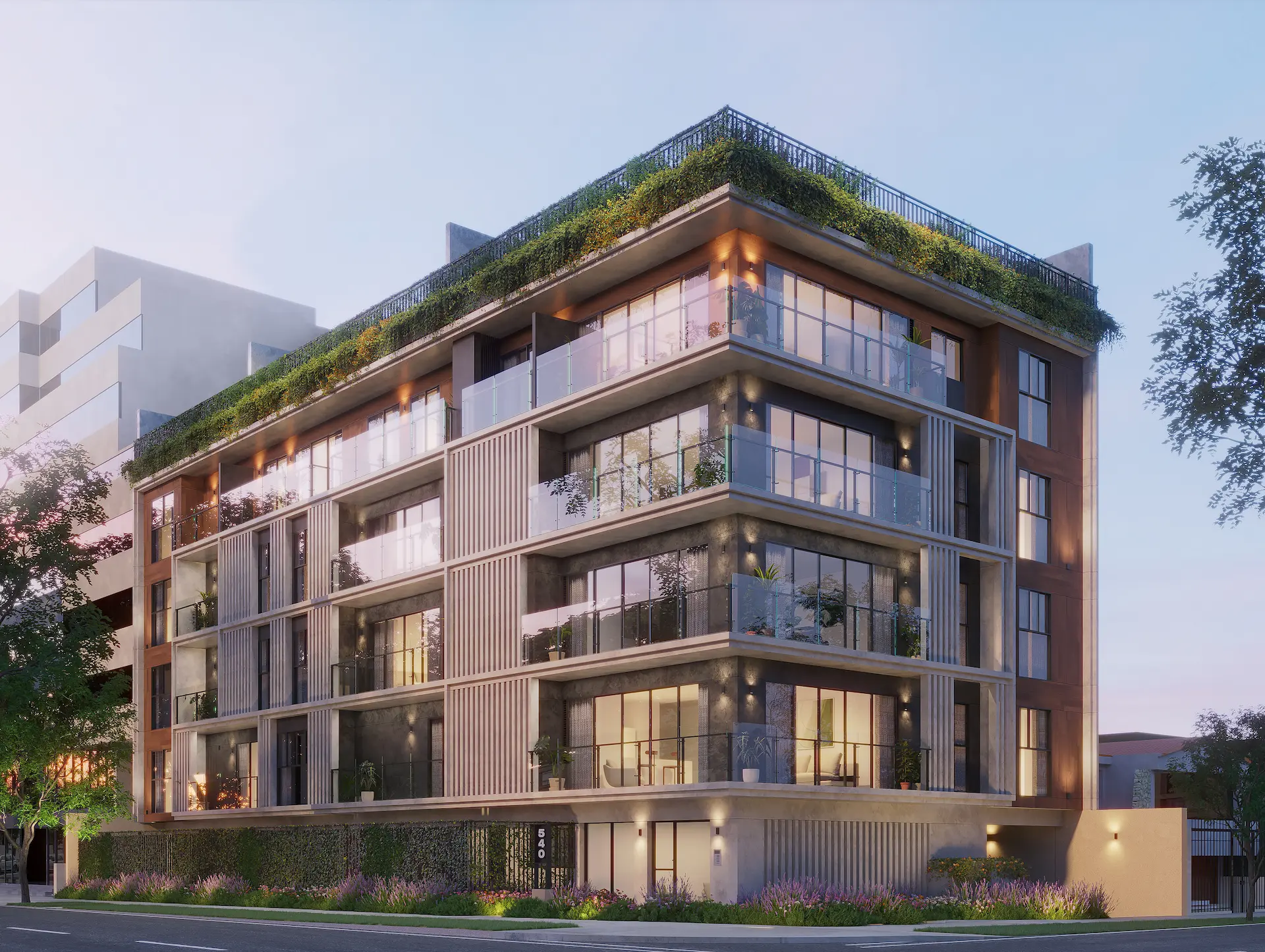 Inmobiliaria boutique, fachada contemporánea de un proyecto residencial de Varenna en UNIO Grupo Inmobiliario en Lima